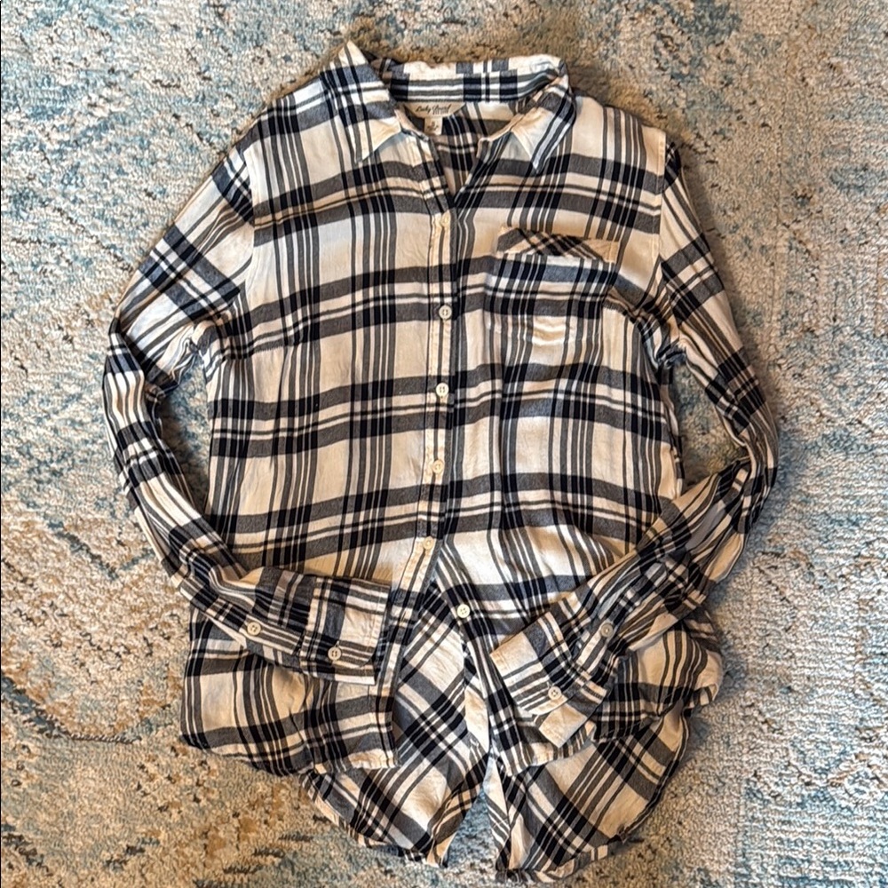 Lucky Brand Black and White Plaid Shirt
